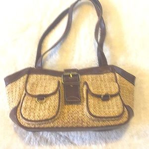 Purse brown tan straw